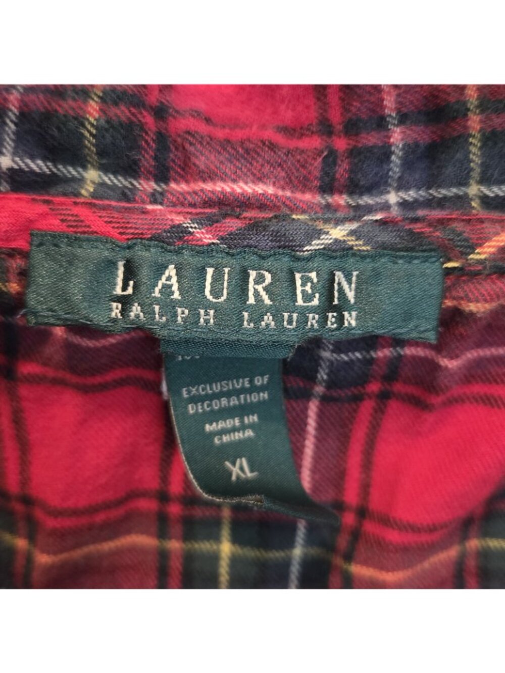 Ralph Lauren Red Tartan Plaid Knee Length Sleep Shirt Christmas Nightgown XL - Picture 2 of 3